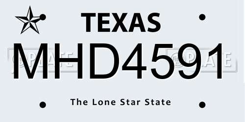 MHD4591 Texas License Plate
