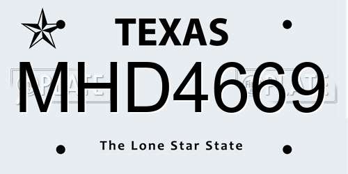 MHD4669 Texas License Plate