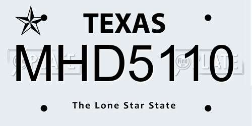 MHD5110 Texas License Plate