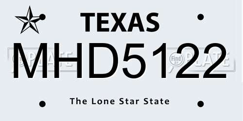MHD5122 Texas License Plate