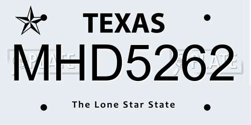 MHD5262 Texas License Plate