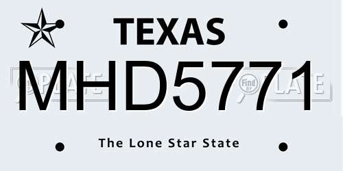 MHD5771 Texas License Plate