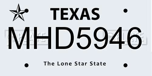 MHD5946 Texas License Plate