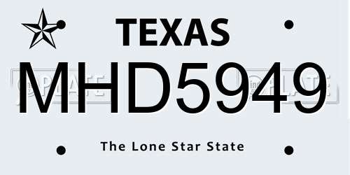 MHD5949 Texas License Plate