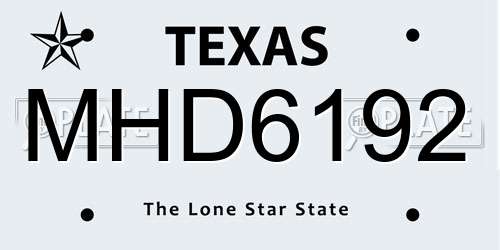 MHD6192 Texas License Plate