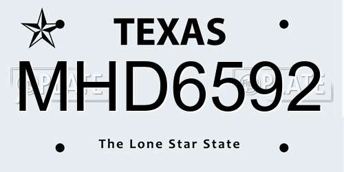 MHD6592 Texas License Plate