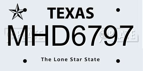MHD6797 Texas License Plate