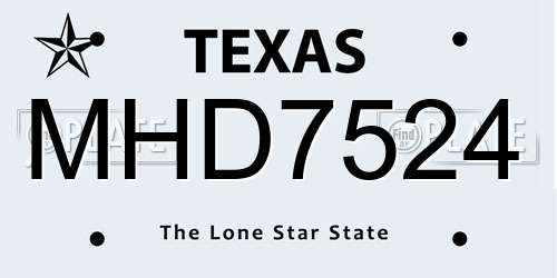 MHD7524 Texas License Plate