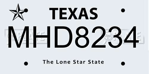 MHD8234 Texas License Plate