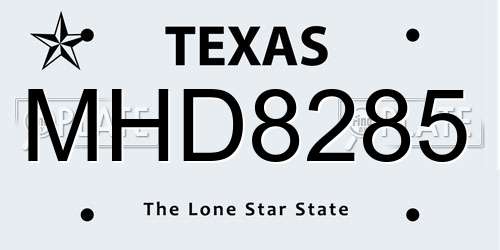 MHD8285 Texas License Plate