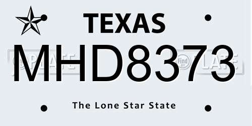 MHD8373 Texas License Plate