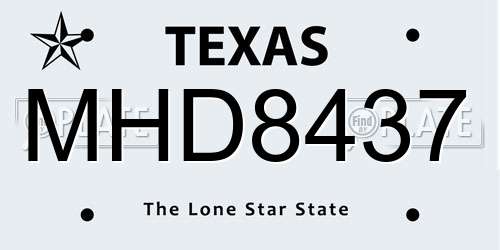 MHD8437 Texas License Plate