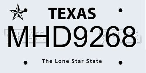 MHD9268 Texas License Plate