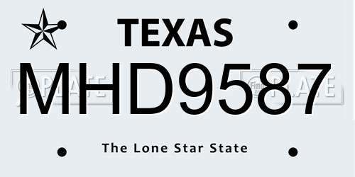 MHD9587 Texas License Plate