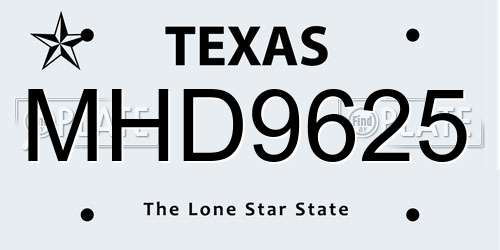 MHD9625 Texas License Plate