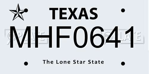 MHF0641 Texas License Plate