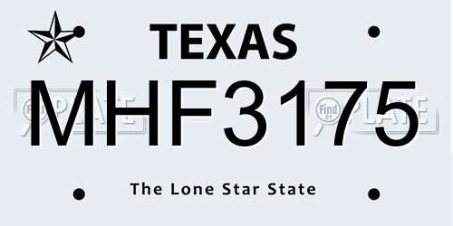 MHF3175 Texas License Plate