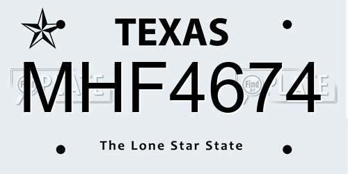 MHF4674 Texas License Plate