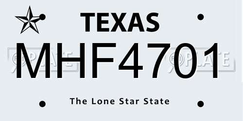 MHF4701 Texas License Plate