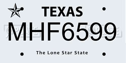 MHF6599 Texas License Plate