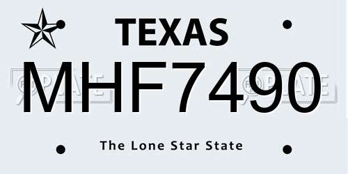 MHF7490 Texas License Plate