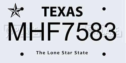 MHF7583 Texas License Plate
