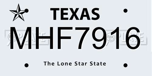 MHF7916 Texas License Plate