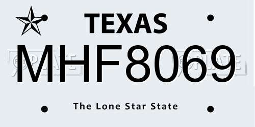 MHF8069 Texas License Plate