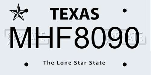 MHF8090 Texas License Plate