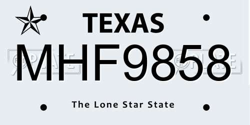 MHF9858 Texas License Plate