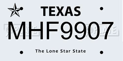 MHF9907 Texas License Plate