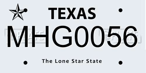 MHG0056 Texas License Plate