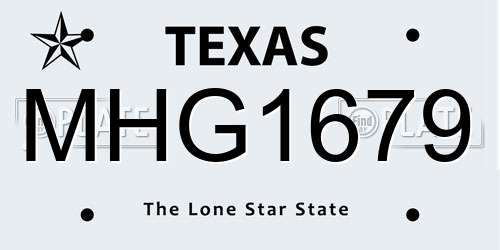 MHG1679 Texas License Plate