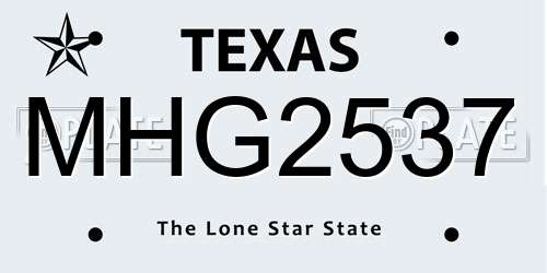 MHG2537 Texas License Plate