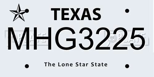 MHG3225 Texas License Plate