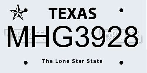 MHG3928 Texas License Plate