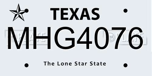 MHG4076 Texas License Plate