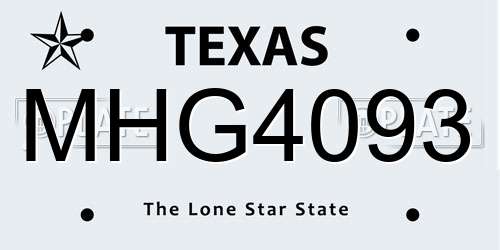 MHG4093 Texas License Plate