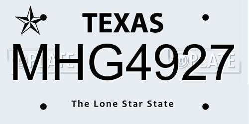 MHG4927 Texas License Plate