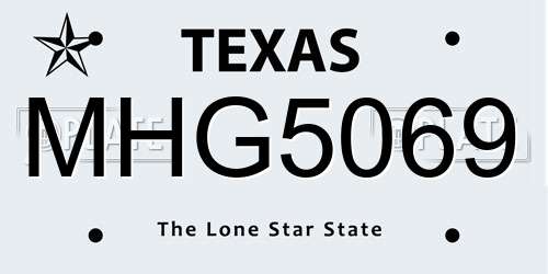 MHG5069 Texas License Plate