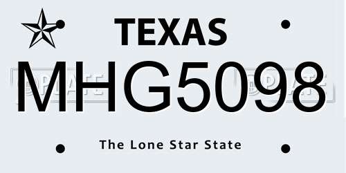 MHG5098 Texas License Plate