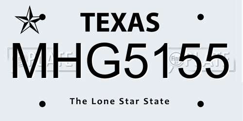 MHG5155 Texas License Plate