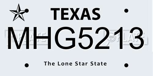 MHG5213 Texas License Plate