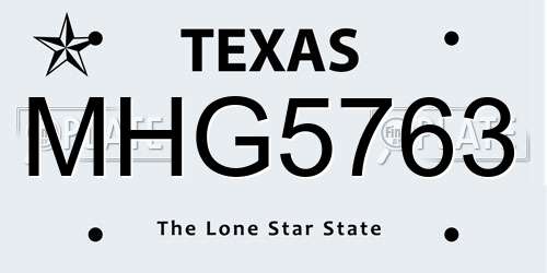 MHG5763 Texas License Plate
