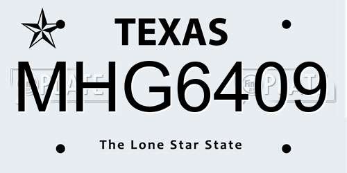 MHG6409 Texas License Plate