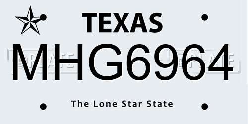 MHG6964 Texas License Plate