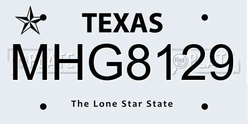 MHG8129 Texas License Plate