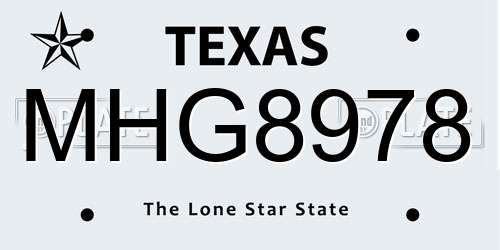 MHG8978 Texas License Plate