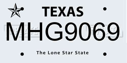 MHG9069 Texas License Plate