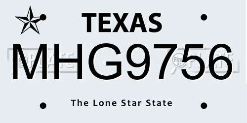 MHG9756 Texas License Plate